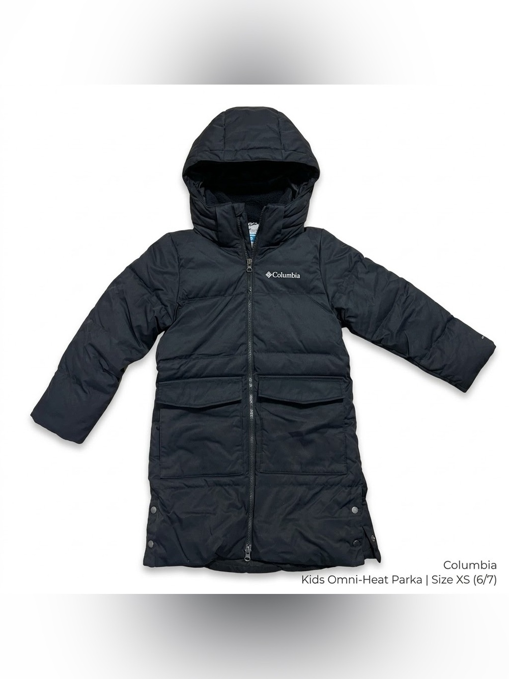 Columbia Kids Omni-Heat Insulated Mid Winter Parka Jacket Black Size XS (6/7)